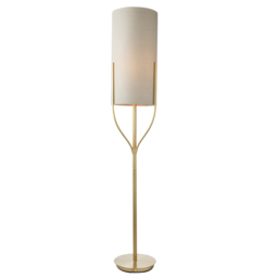 Fabian Floor Lamp in Satin Brass with Natural Linen Shade