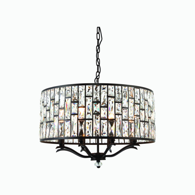 Miranda Large Clear Crystal Pendant in Dark Bronze