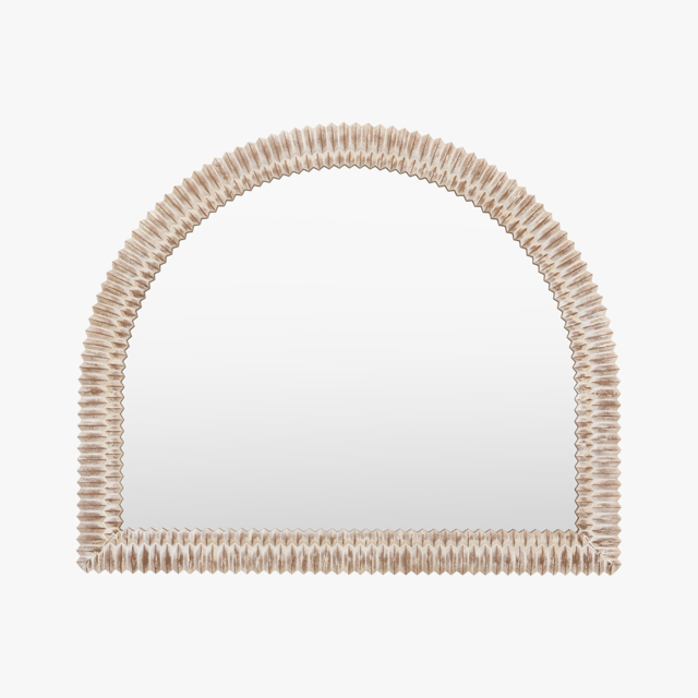 Groove Arch Overmantle Mirror in White Wash