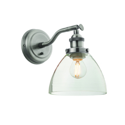Ralph Clear Glass Wall Light in Brushed Silver