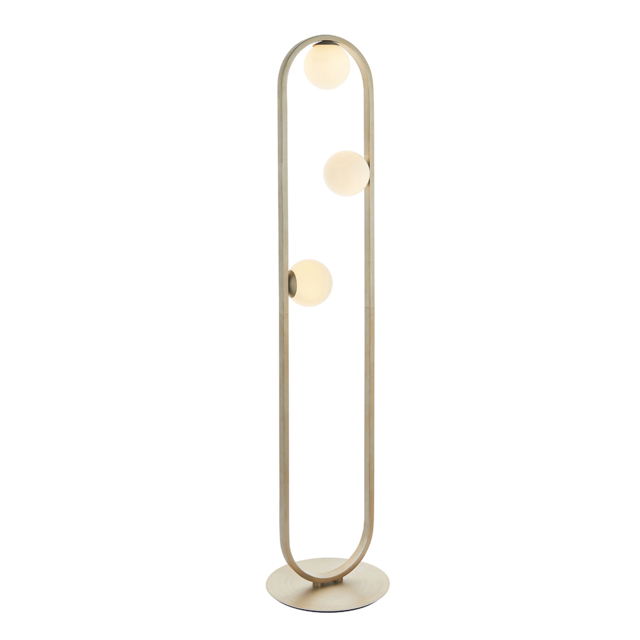 Aquene Oval Opal Glass Floor Lamp in Silver