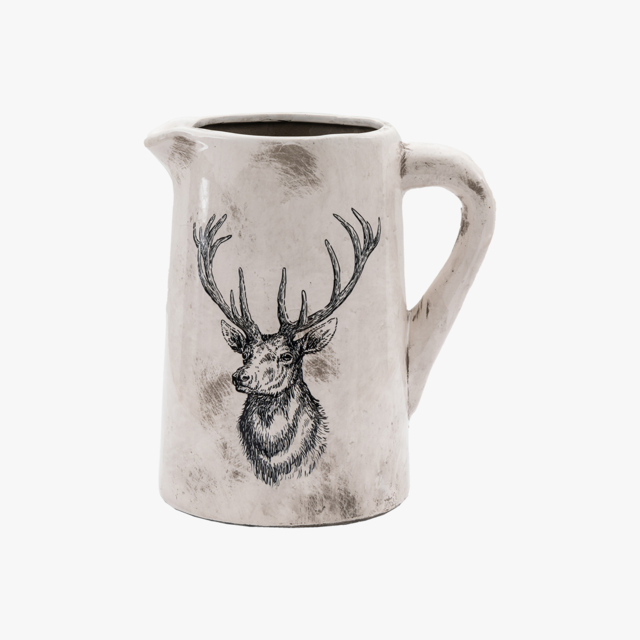 Wildwood Stag Distressed Pitcher Vase, Medium