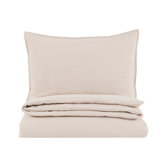 Remi  Washed Cotton Quilt Cover Set in Taupe, Single