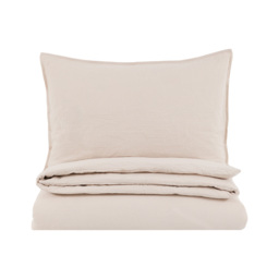 Remi  Washed Cotton Quilt Cover Set in Taupe, Single