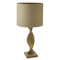 Abreya Table Lamp in Oak with Natural Linen Shade