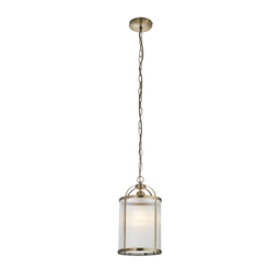 Leonard Ribbed Glass One Light Pendant in Antique Brass