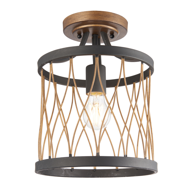 Clark Flush Light in Matt Black and Rustic Bronze