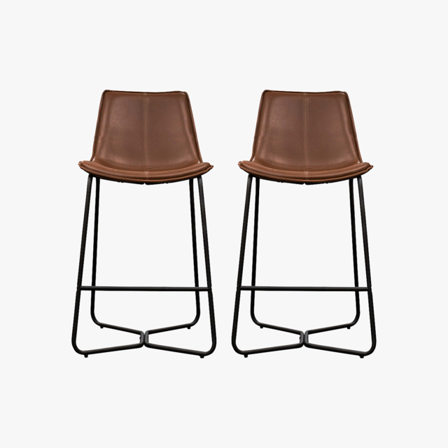 Weyburn Pecan Brown Bar Stool, Set of Two