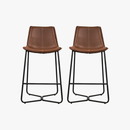 Weyburn Pecan Brown Bar Stool, Set of Two