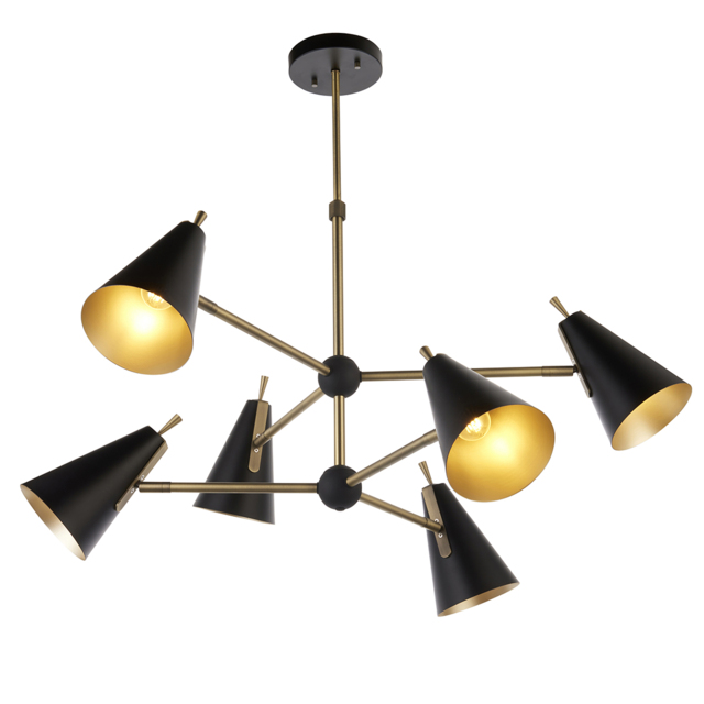 Mika Mid Century Pendant in Matt Black