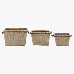 Briar Woven Log Basket in Natural, Set of 2