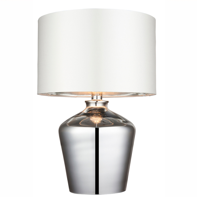 Welden Chrome Glass Table Lamp with Ivory Fabric Shade