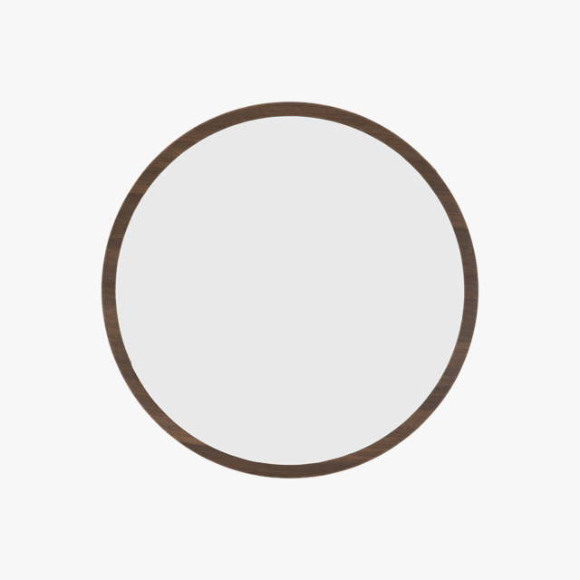 Bergen Round Mirror in Walnut, Medium
