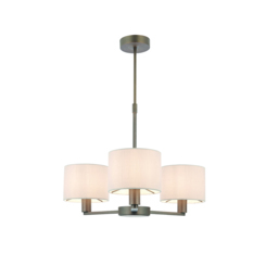Dawson Three Individual Light Pendant in Antique Bronze with Faux Silk Fabric