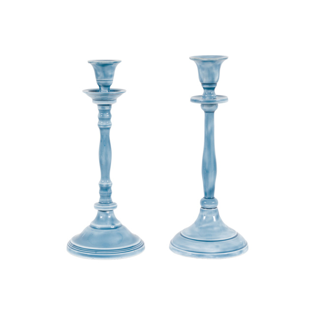 Lucen Candlesticks in Blue, Set of 2