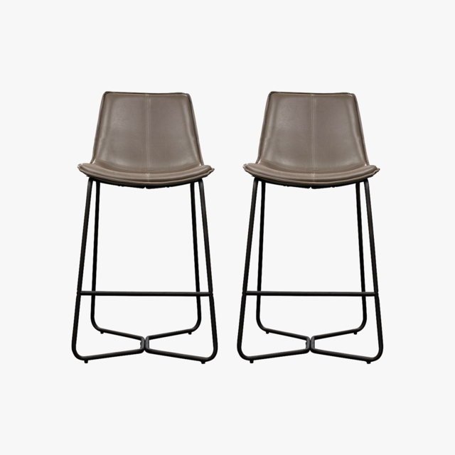 Weyburn Grey Pebble Bar Stool, Set of Two