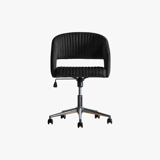 Niantic Black Velvet Swivel Chair