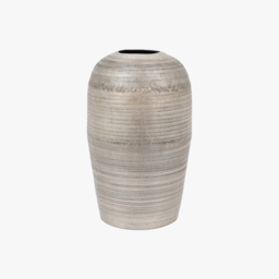 Kaia Hammered Metal Vase in Antique Silver, Large