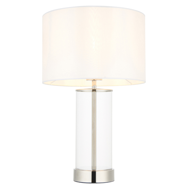 Agatha Clear Glass Table Lamp in Bright Nickel