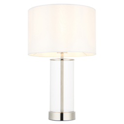 Agatha Clear Glass Table Lamp in Bright Nickel