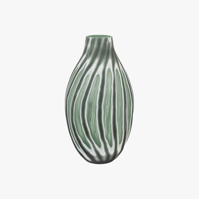 Aurelia Swirl Hand Carved Glass Vase in Sage, Large