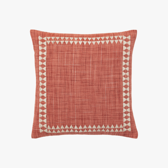 Naya Embroidered Border Cushion in Apricot