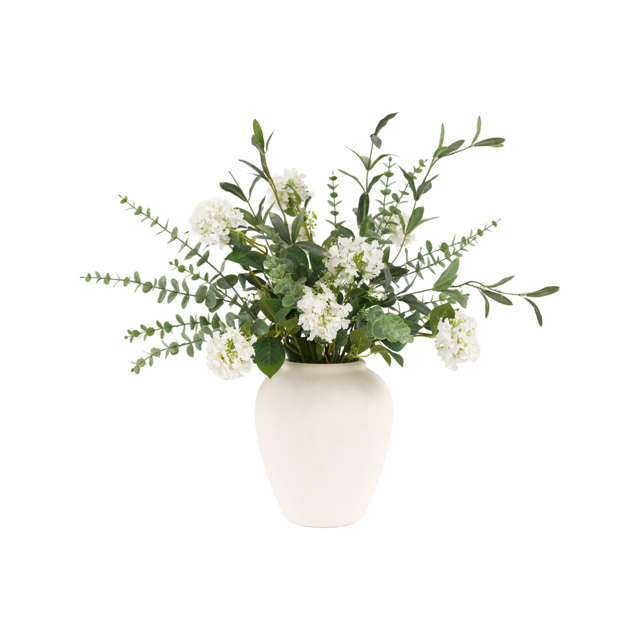 Faux Eucalyptus Floral Arrangement in Vase