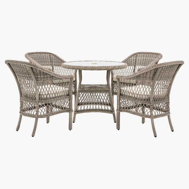 Lingerer Outdoor 4 Seater Round Dining Set in Stone