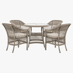 Lingerer 4 Seater Round Dining Set in Stone