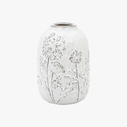 Springdale Embossed Ceramic Vase in Stone, Large