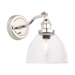 Ralph Glass Wall Light in Bright Nickel