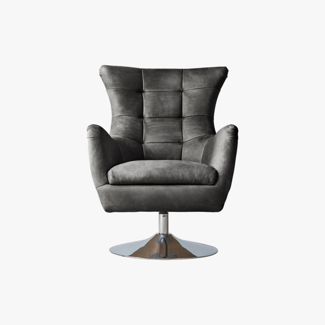 Scott Lounge Swivel Chair in Antique Black