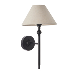 Sylvia Wall Light in Matt Black and Natural Faux Linen
