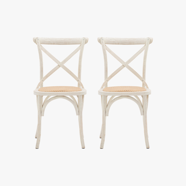 Theodore Rattan Dining Chair in White - Set of 2