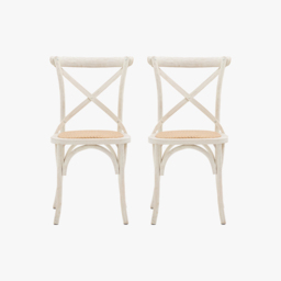 Theodore Rattan Dining Chair in White - Set of 2