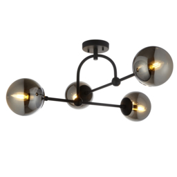 Luna Small Semi Flush Light in Matt Black