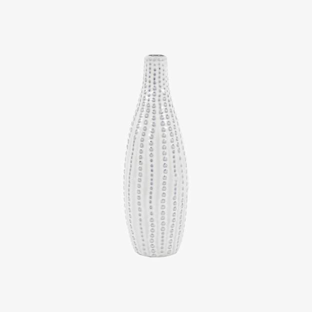 Veyra Beaded Vase in White, Small