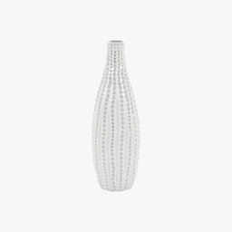 Veyra Beaded Vase in White, Small
