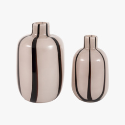 Arla Stripe Glass Vase in Monochrome, Set of 2