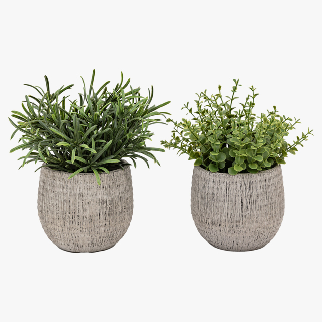 Faux Rosemary Potted Plant, Set of 2