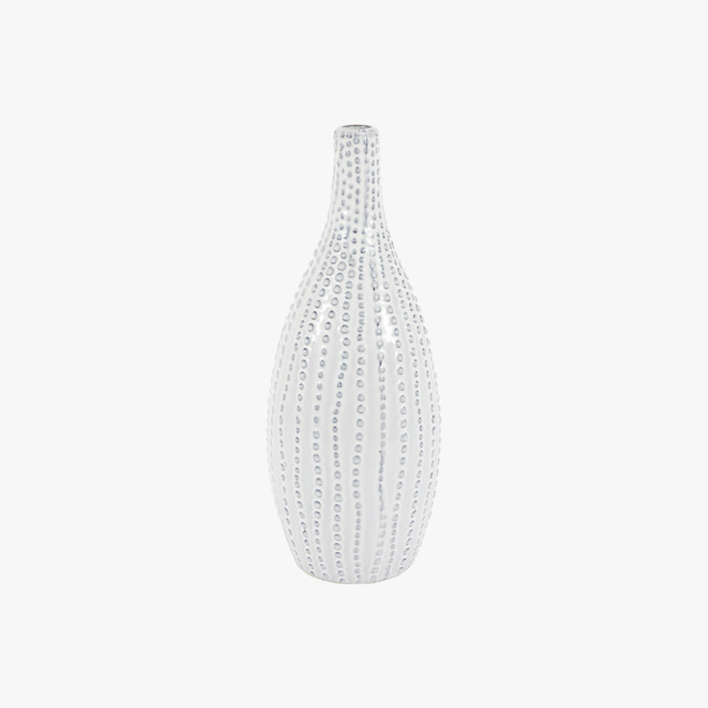Veyra Beaded Vase in White, Large