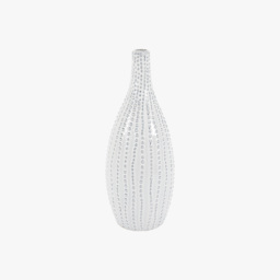 Veyra Beaded Vase in White, Large