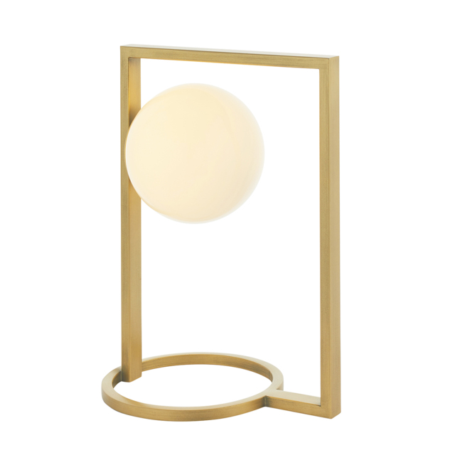 Aquene Rectangluar Opal Glass Table Lamp in Gold