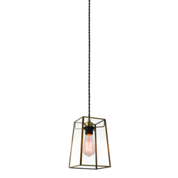 Beckett Clear Glass Pendant in Antique Brass
