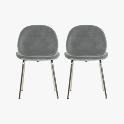 Ella Velvet Dining Chair in Iron Grey, Set of Two