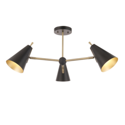 Mika Mid Century Semi Flush Light in Matt Black