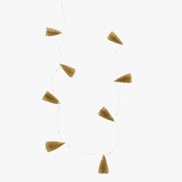 Golden Brush Tree Garland with 15 LED lights in Champagne