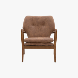 Jean Mid-Century Armchair in Brown Leather