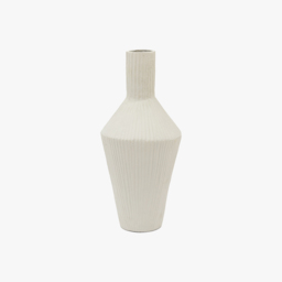 Kaia Ribbed Metal Vase in Parchment