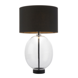Cleo Oval Table Lamp in Matt Black with Black Shade